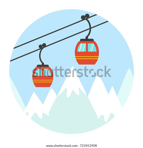 Ski cable lift icon for ski and winter\
sports. Vector\
illustration.