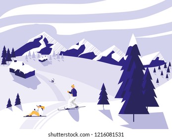 ski camp snowscape scene