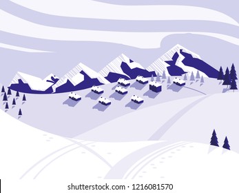 ski camp snowscape scene