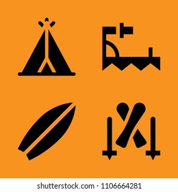 ski, camp, sport icons set. Vector illustration for web and design