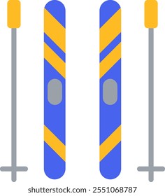 Ski cartoon icon. Blue winter sport symbol