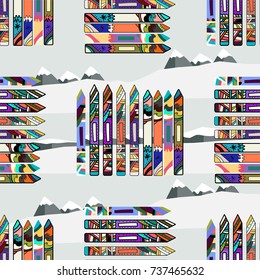 ski  cartoon seamless pattern