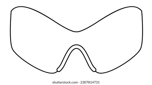 Ski Cat frame glasses fashion accessory illustration. Sunglass front view for Men, women, unisex silhouette style, flat rim spectacles eyeglasses with lens sketch style outline isolated on white