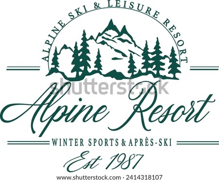 Ski club alpine mountain adventure winter cosy sports Varsity College Trending Graphic Tee t-shirt logo slogan artwork typography tote badge emblem crest