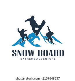 Ski club concept with skiers skiing downhill in high mountains. Retro badge vector ski club. Concept for shirt, print, stamp or tuning. Ski club typography design - stock vector.