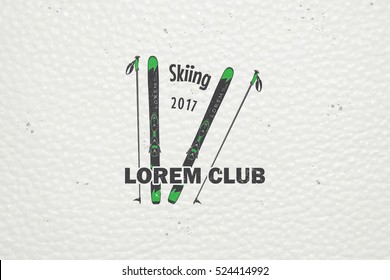 Ski Club Team. Mountain and Outdoor Adventures. Winter holidays and vacation. Typographic labels, stickers, logos and badges