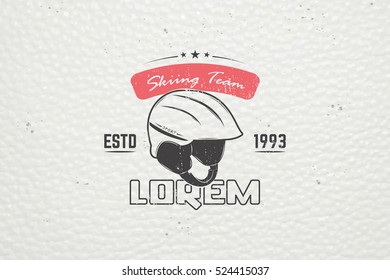 Ski Club Team. Mountain and Outdoor Adventures. Winter holidays and vacation. Typographic labels, stickers, logos and badges