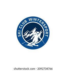 Ski Club Winter Sport Logo Adventure Template Vector