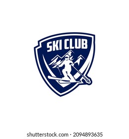 Ski Club Winter Sport Logo Adventure Template Vector