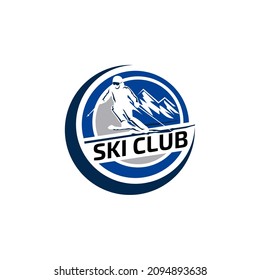 Ski Club Winter Sport Logo Adventure Template Vector
