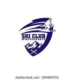 Ski Club Winter Sport Logo Adventure Template Vector