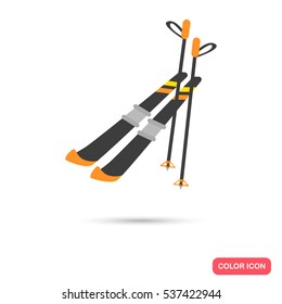 Ski color icon. Flat design for web and mobile