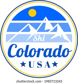 Ski Colorado mountains vintage label