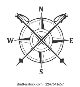 Ski Compass Illustration Clip Art Design Shape. Winter Sports Silhouette Icon Vector.