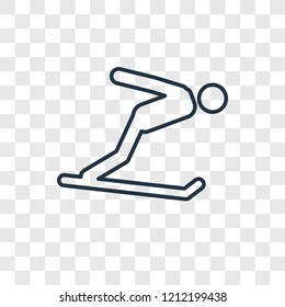 Ski concept vector linear icon isolated on transparent background, Ski concept transparency concept in outline style