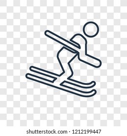 Ski concept vector linear icon isolated on transparent background, Ski concept transparency concept in outline style
