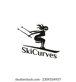 Ski Curves woman logo icon vector template.eps