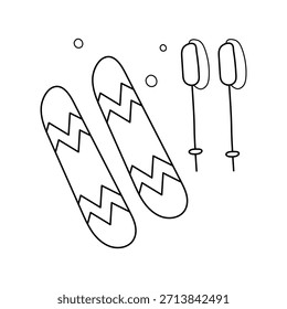 Ski doodle icon with white background vector stock illustration