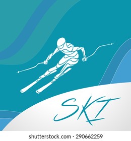 Ski downhill. Creative silhouette of the skier. Vector illustration