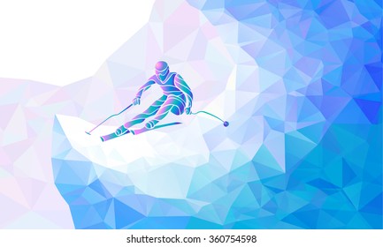 Ski downhill. Creative silhouette of the skier. Giant Slalom Ski Racer. Vector illustration