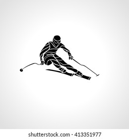 Ski downhill. Creative silhouette of the skier. Giant Slalom Ski Racer. Vector illustration