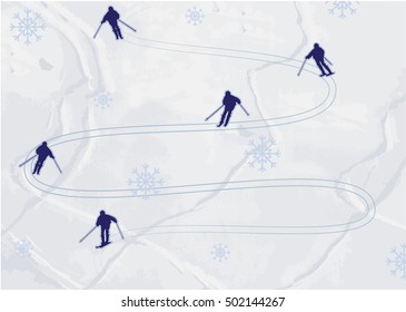 Ski downhill. Creative silhouette of the skier. Giant Slalom Ski Racer. Vector illustration