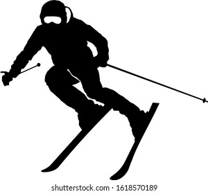 Ski Driver Winter Sport Vector Silhouette