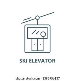 Ski elevator vector line icon, linear concept, outline sign, symbol