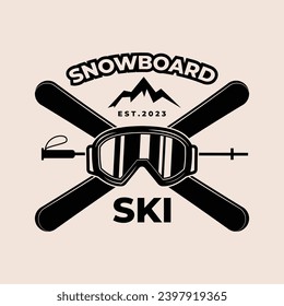 ski emblem vintage logo vector icon illustration design template