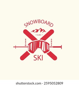 ski emblem vintage logo vector icon illustration design template