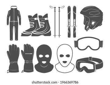 Ski equipment clipart, Ski equipment Icon, Ski Vector, Winter Sport