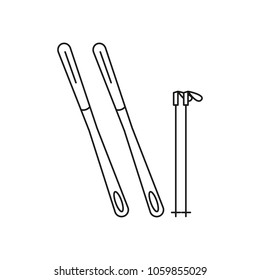 Ski equipment icon. Outline ski equipment vector icon for web design isolated on white background