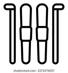 Vector de contorno de icono del equipo de esquí. Comprar artículos. Tienda deportiva