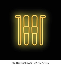 Ski equipment icon outline vector. Shop goods. Sport store neon color isolated on black