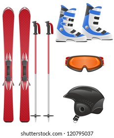 ski equipment icon set vector illustration isolated on white background