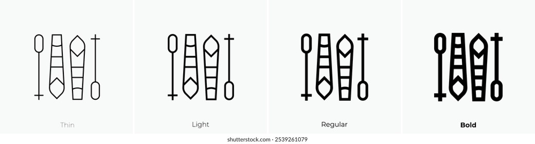 ski equipment icon. Thin, Light Regular And Bold style design isolated on white background