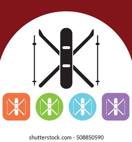 Ski equipment icon.  Vector icon.