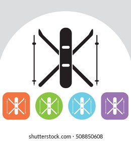 Ski equipment icon.  Vector icon.