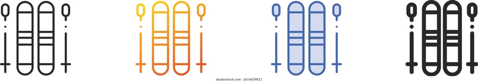 ski equipment icon.Thin Linear, Gradient, Blue Stroke and bold Style Design Isolated On White Background