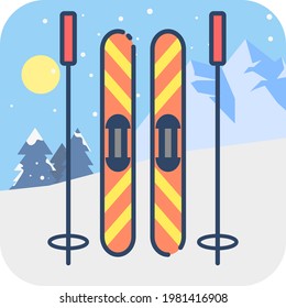 Ski equipment for sport. Winter is coming