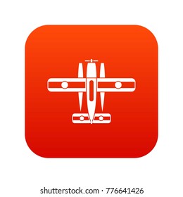 Ski equipped airplane icon digital red for any design isolated on white vector illustration