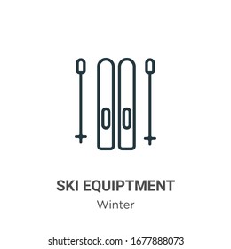 Ski equiptment outline vector icon. Thin line black ski equiptment icon, flat vector simple element illustration from editable winter concept isolated stroke on white background