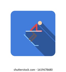 ski flat icon with long shadow, winter mountain sports