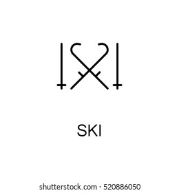 Ski flat icon. Single high quality outline symbol of sport equipment for web design or mobile app. Thin line signs of ski for design logo, visit card, etc. Outline pictogram of ski 