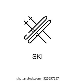 Ski flat icon. Single high quality outline symbol of winter for web design or mobile app. Thin line signs of ski for design logo, visit card, etc. Outline pictogram of winter sport