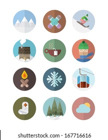 Ski flat icons