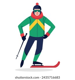 
Ski flat vector illustration on white background
