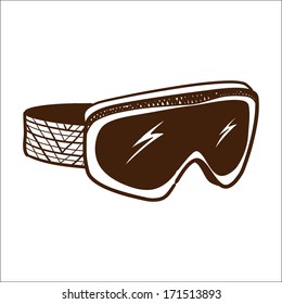 Ski glasses goggles isolated on white. Sketch vector illustration