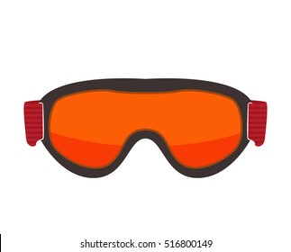 Ski glasses or ski goggles isolated. Winter snow sport glasses ski mask sun protection. Vector safety ski glasses winter sport equipment. Fashion goggles or ski glasses outdoor activity sportswear.