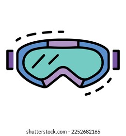 Ski glasses icon. Outline ski glasses vector icon color flat isolated on white